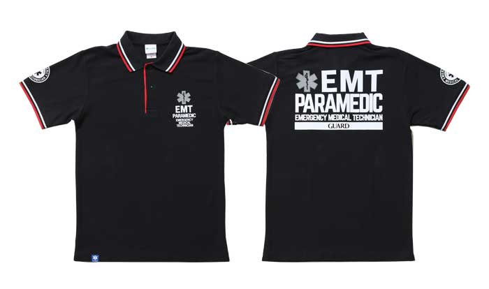 EMT PARAMEDIC ドライカノコ　ライン入りポロシャツ